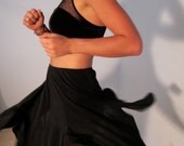 Black Pixie Mini Skirt S Dark Fairy Boho Hippie Gypsy Dance Club Kid Grunge Goth Mod Festival Dress Avant Garde CutOut