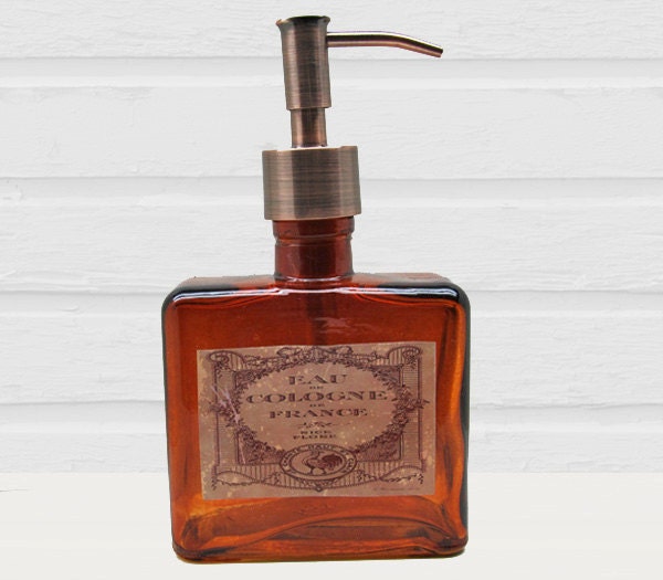 Soap Dispenser Vintage French Label Recycled Glass Choose Your Pump