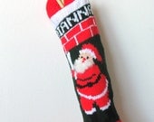 Grandma's Vintage Christmas Stockings - Personalized Knit Christmas Stocking - Santa at Brick Mantle - Custom Handmade Stockings
