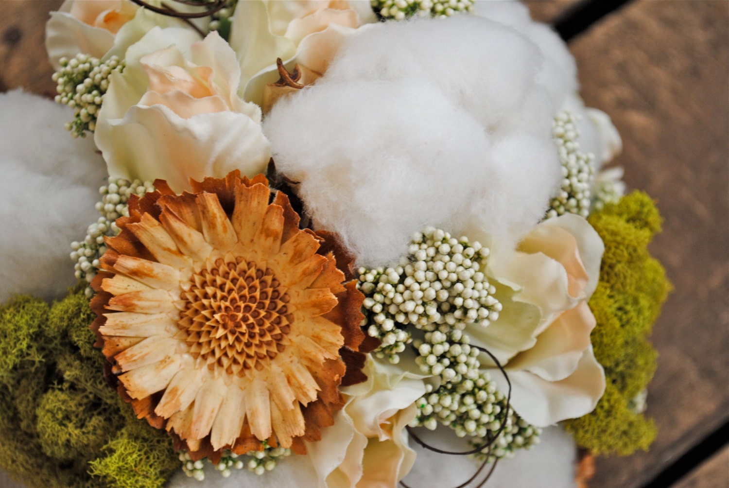 Cotton Boll Bridal Bouquet - Natural Bouquet - Rustic Bouquet - Woodland Bouquet