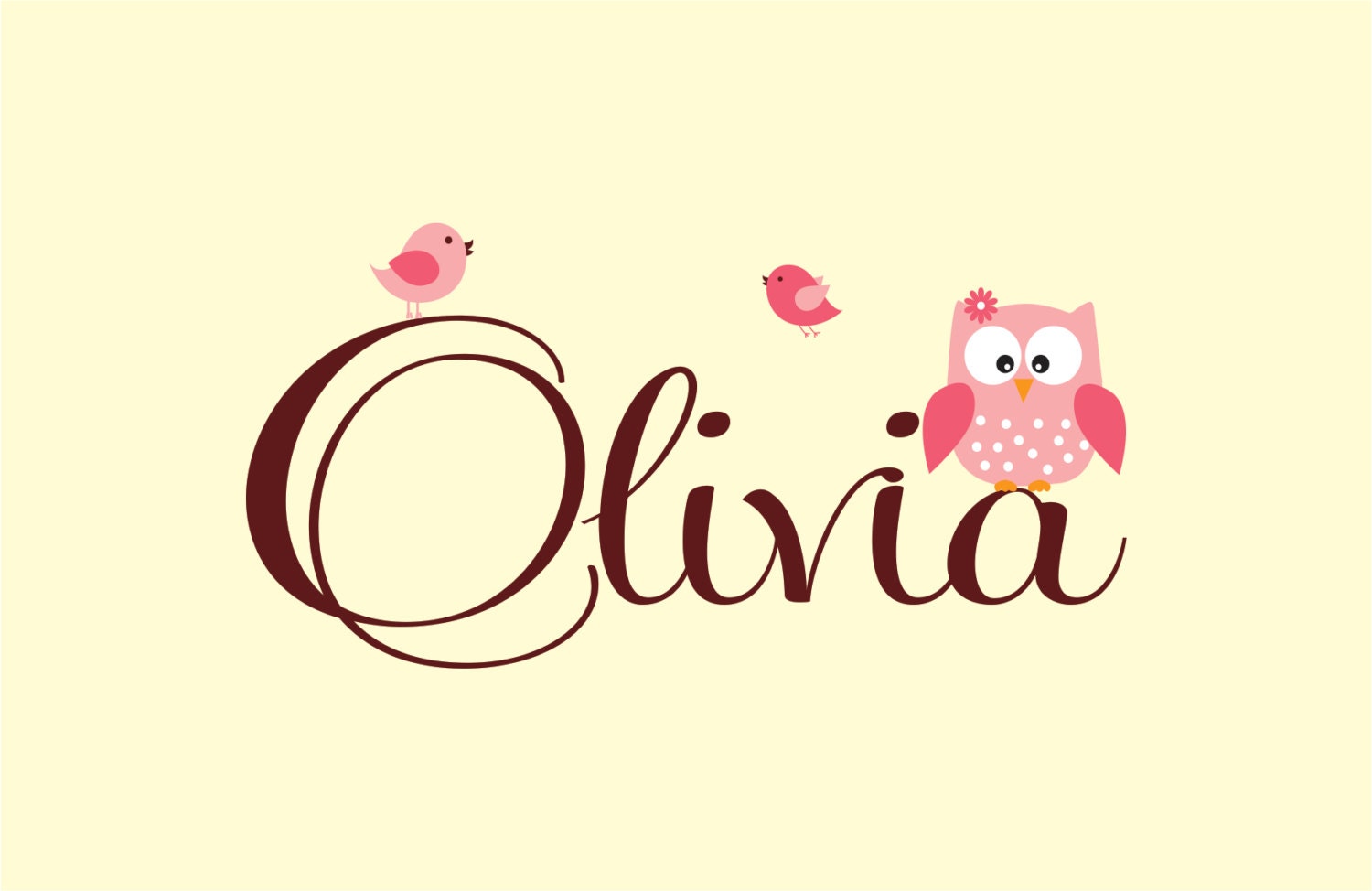 Personalized Name Owl Wall Decal - Nursery Wall Decals - Owl and Bird Childrens Wall Decals -Vinyl Lettering Wall Art -