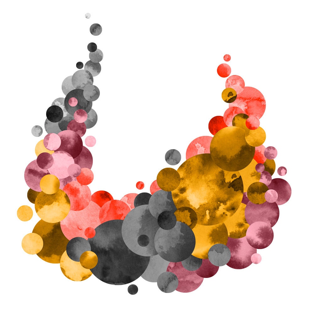 CRADLE & MOON digital watercolor art print in pink, orange, red and gray