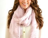 Soft PINK & TAN Exotic Paisley Print Lightweight Scarf Wrap Shawl Women's Fashion Accessory Gift Idea Cover Up