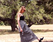 Vintage Black and White Geometric Wrap Skirt