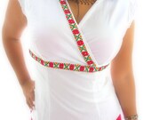 Amor maya mexican Handmade Embroidered Chaquira beaded bohemian pure cotton blouse frida kahlo style