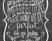 Perfect For Each Other - Jane Austen Quote - Vintage Chalkboard Typography - 8x10 Illustrated Print by Mandipidy