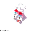 Patriotic Star Earrings - 4th of July - Red, Blue Crystal Rondelle Beads- Chain, Dangle Earrings