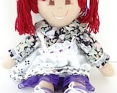 vintage style rag doll handmade cloth soft body ragdoll redhead brown eyes NF134