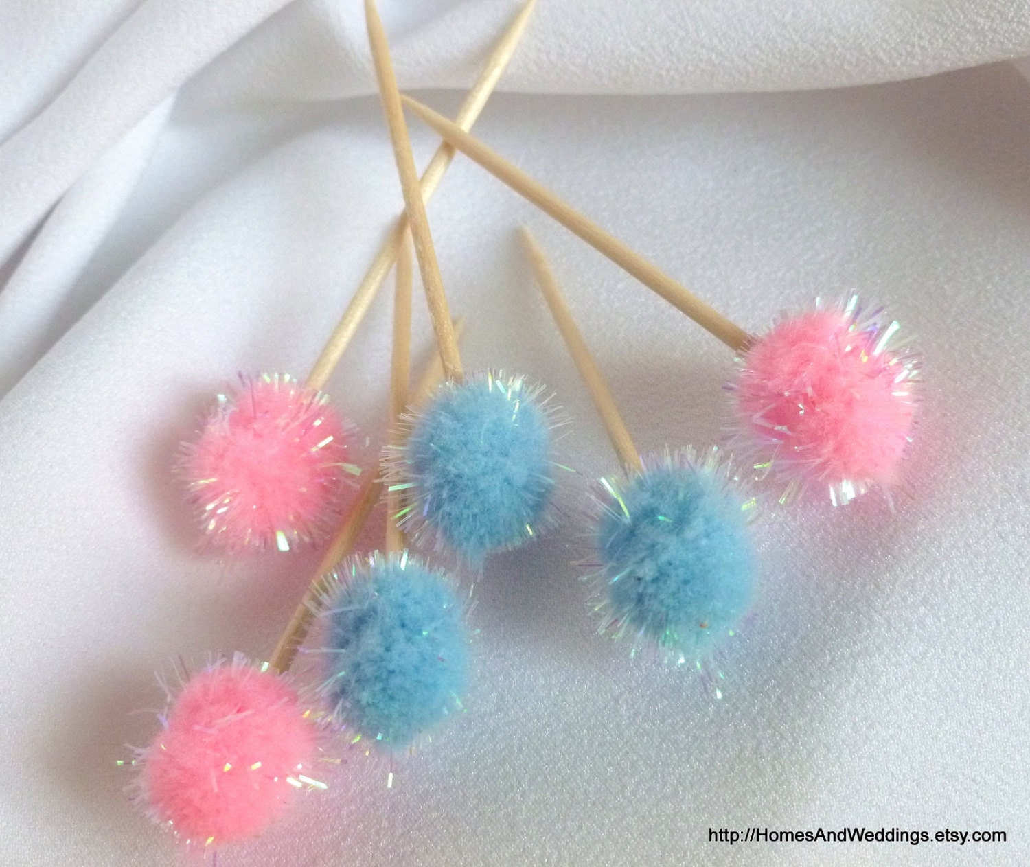 Gender Reveal Party Decorations, Baby Shower Ideas, Pink & Blue Appetizer Sticks