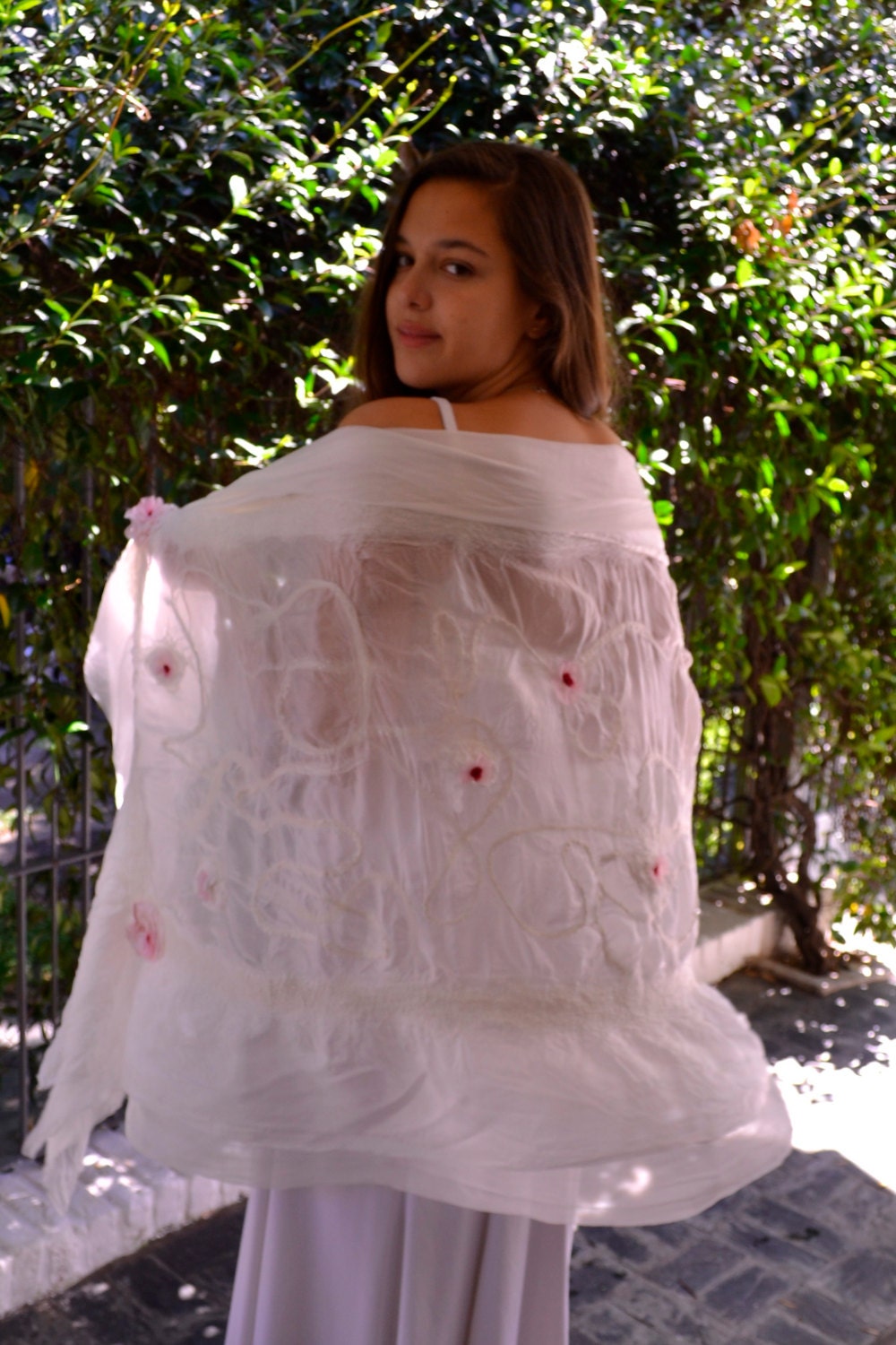White Silk Felted Bridal Dress Wrap Shrug bolero