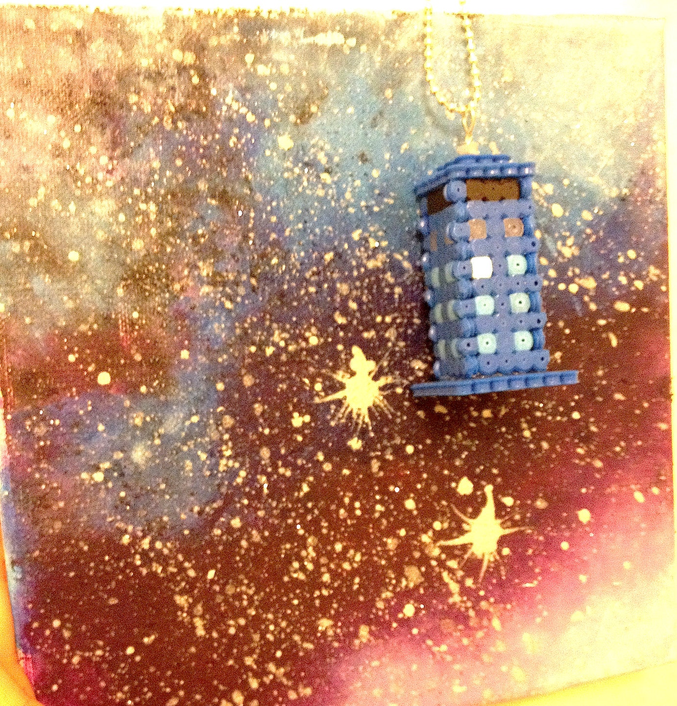 Tardis Necklace in 3D Perler Beads