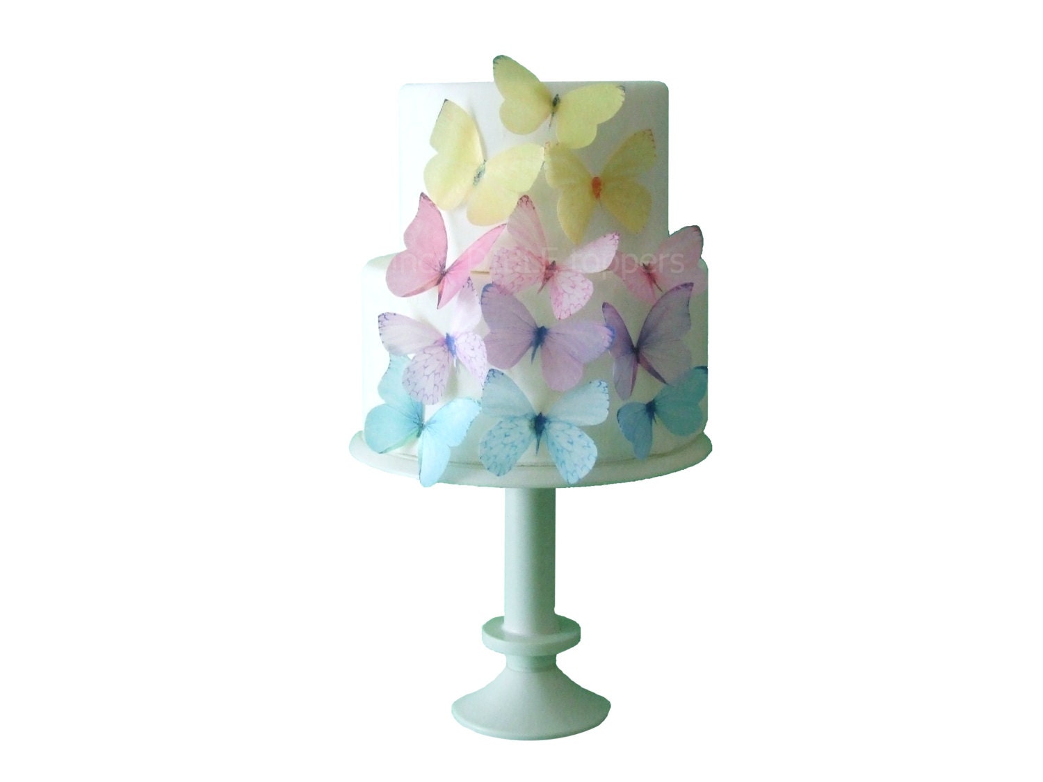 PASTEL SPRING Cake - Edible Paper Butterflies set of 12 - Cake Toppers, Cupcake Decorations, Party Supplies, Edible Paper