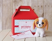 10 Puppy Adoption Boxes and Adoption Certificates for Party Favors Gable Boxes 8 x 4 7/8 x 5 1/4 with labels Il_170x135