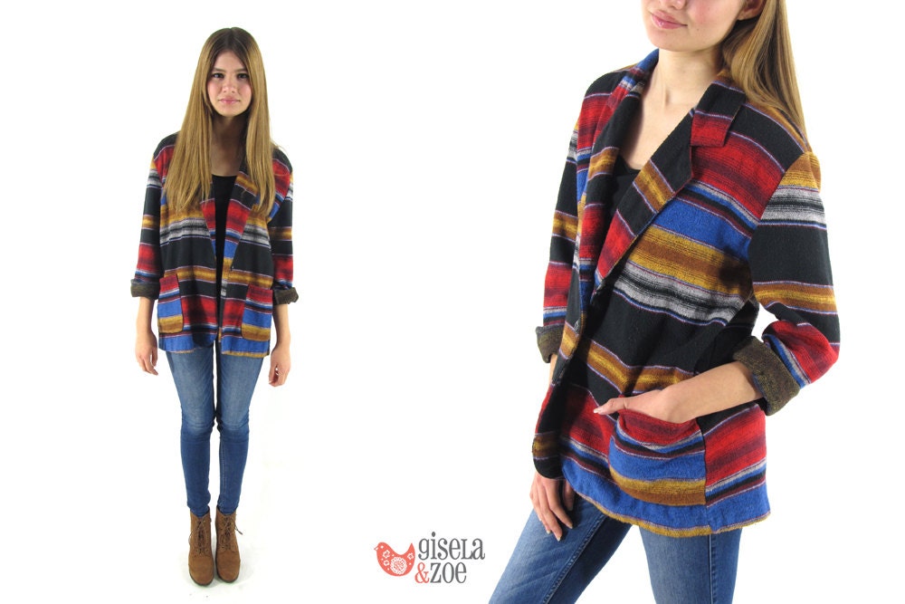 Vintage 1980s Southwestern Blanket Jacket / Blanket Jacket / Southwestern Jacket: md / lg