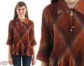 Vintage 1970s Pleated Gradient Boho Top / Boho Top / Pleated Top (xs-sm)