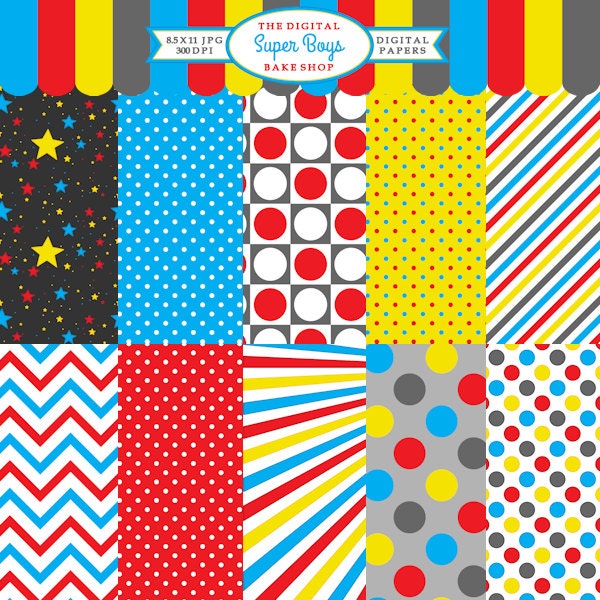 digital papers super hero superheros boys - Super Boys Papers