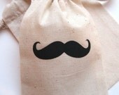 Favor Bag - Muslin Wedding Favor Bag - MUSTACHE Favor Bag - Set of 10 - Mini Muslin Gift Bag with Drawstring -  Shabby Chic  Wedding Favor