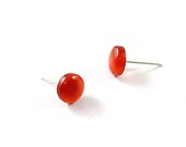 Sterling silver stud earrings red gemstone jewelry