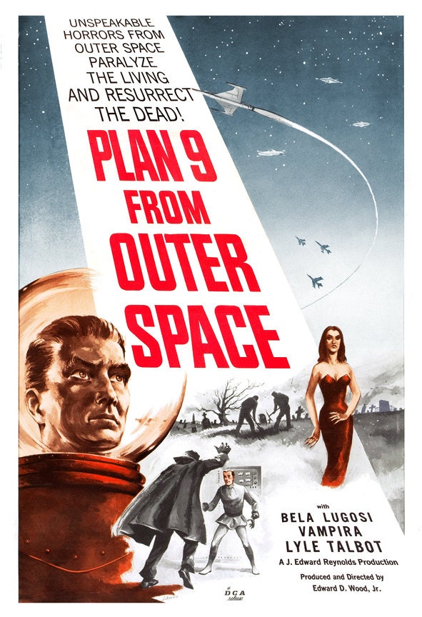 Plan 9 From Outer Space - Sci Fi Movie Poster Print  13x19 - Vintage Movie Poster - 50s kitsch - b movie