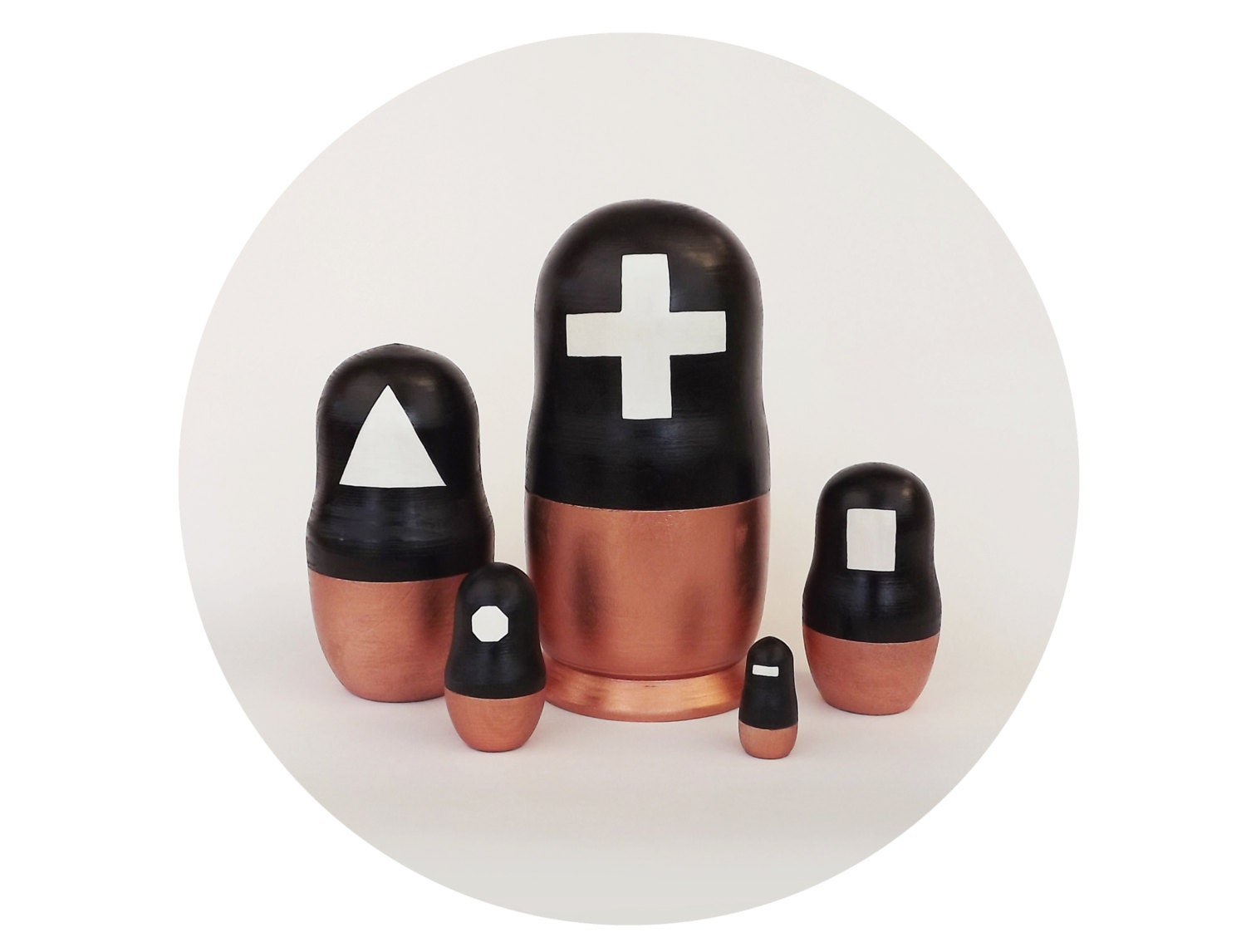 Black and Copper Nesting Dolls Modern - Symbols