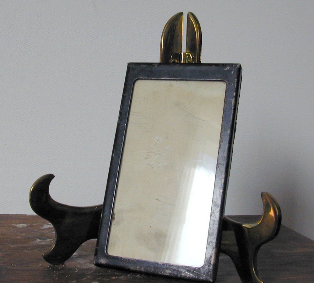 ANTIQUE Small Metal Industrial Picture Frame - at KonniesPlace