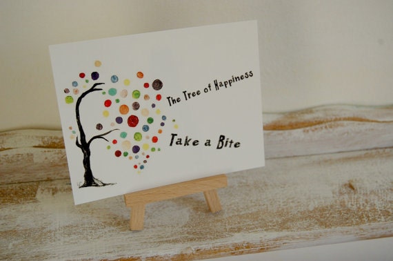 Tree of Happiness...Take a bite....Original Cally's Creations Postcard Design....Whimsical