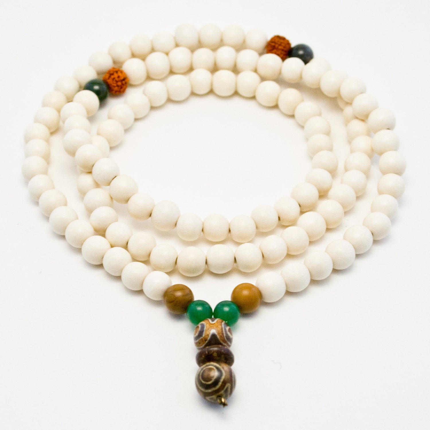 SALE - White Wood Mala Beads, Yoga Mala beads, White Wood Mala