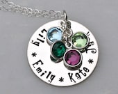Personalized Birthstone Necklace - Hand Stamped Necklace - Mom Necklace - Name Necklace - Hand Stamped Jewelry - Mothers Day Gift