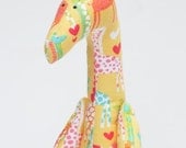 Stuffed giraffe plush softie cute giraffe handmade toy white orange yellow toy for little children for girl boy birthday gift baby shower