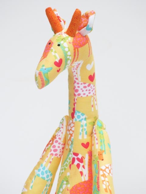 Stuffed giraffe plush softie cute giraffe handmade toy white orange yellow toy for little children for girl boy birthday gift baby shower