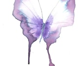 purple and white butterfly original watercolour and ink painting