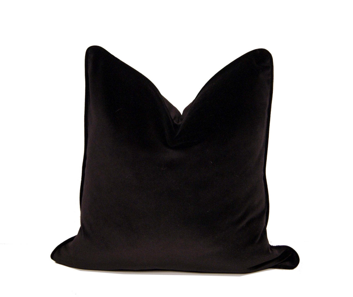 Solid Black Noir Velour Pillow