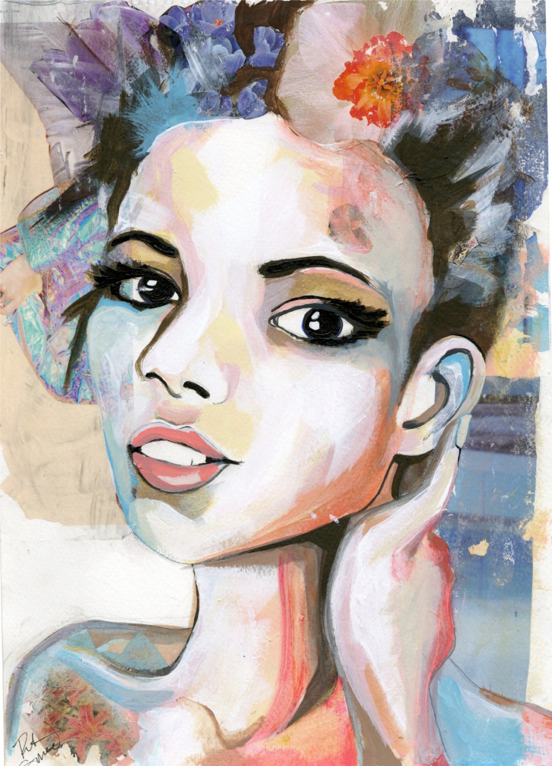 Fashion Portrait Watercolor Painting Female Art Print