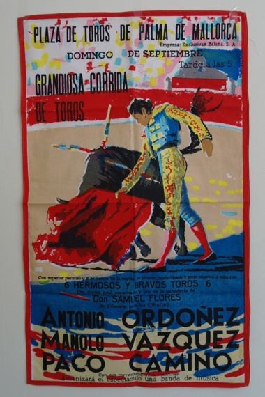 Unused Bull Fighting Tea Towel