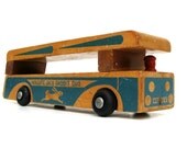 Antique Wooden Bus Pull Toy - Holgate Jack Rabbit Bus - 1940s - WWII - Vintage Vehical - 2 piece - Model 640