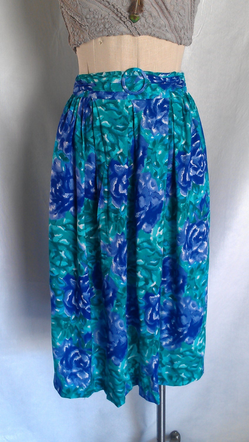 Bright Aqua Colored Retro Maxi Skirt