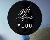 GIFT CERTIFICATE. Gift Shop Brooklyn. One Hundred Dollars