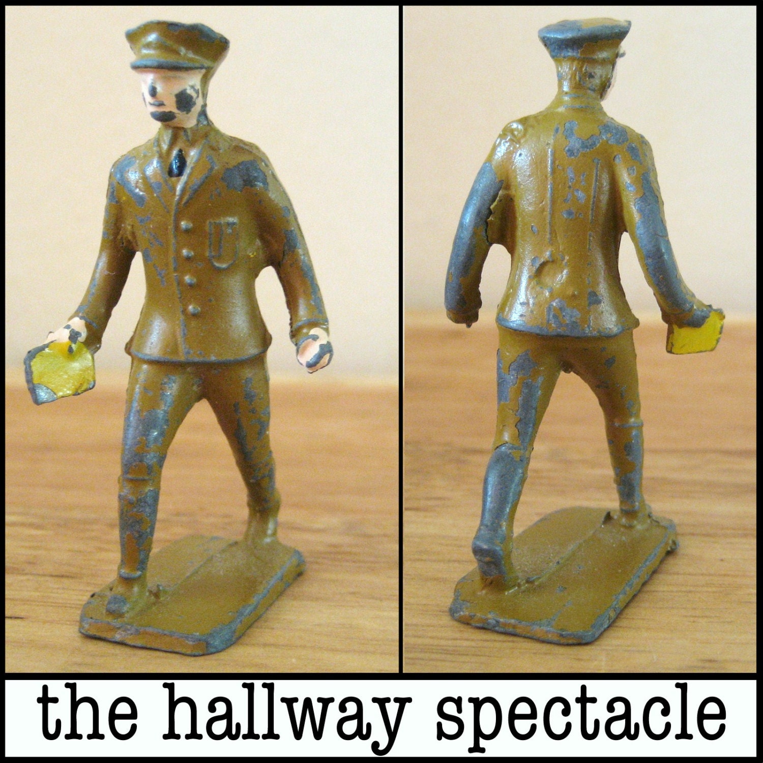 Vintage Lincoln Logs Military Man Lead Figurine Toy Figure Officer army american - TheHallwaySpectacle