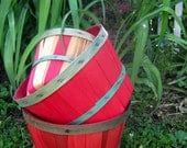 Vintage FARM BASKET Red & Green RUSTIC Patina Instant Collection Set/3