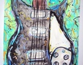 Beatles, John Lennon Inspired Rickenbacker Electric Guitar Painting