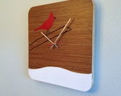 Wood Bird Clock Wall Hanging Art Reclaimed Wood Modern  Decor Contemporary