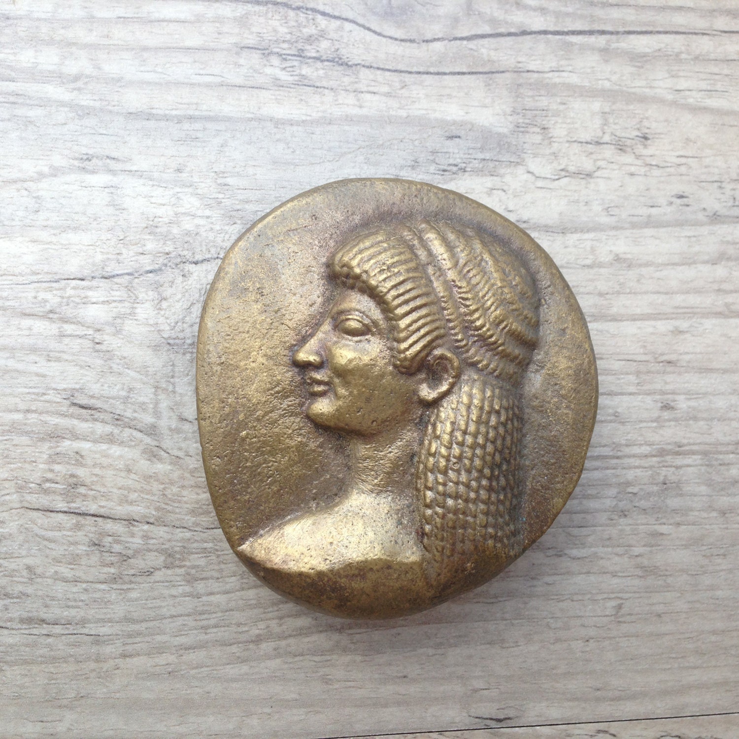 Bronze Paperweight, Ancient Greek Male Youth Head Relief, Pebble Shape Paperweight, Ancient Greek Kouros, Museum Quality Art, Greek Art