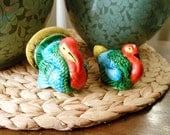 Vintage Pair of Turkey Salt and Pepper Shakers Made in Japan, Ceramic with Corks