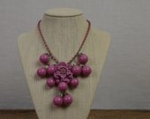 Super Vintage Raspberry Ball & Flower Cluster Necklace