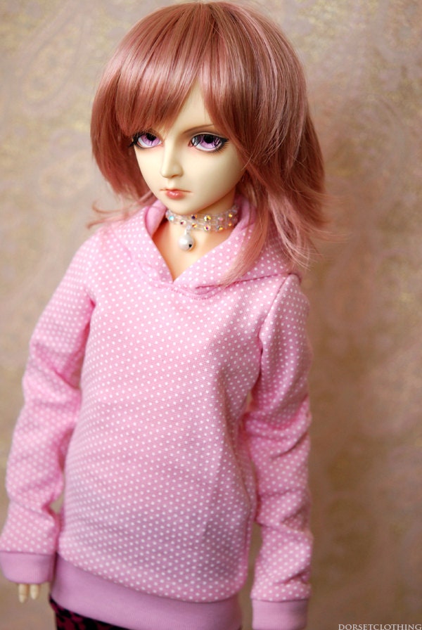 BJD SD Pink Polka Dot Hoodie For Super Dollfie