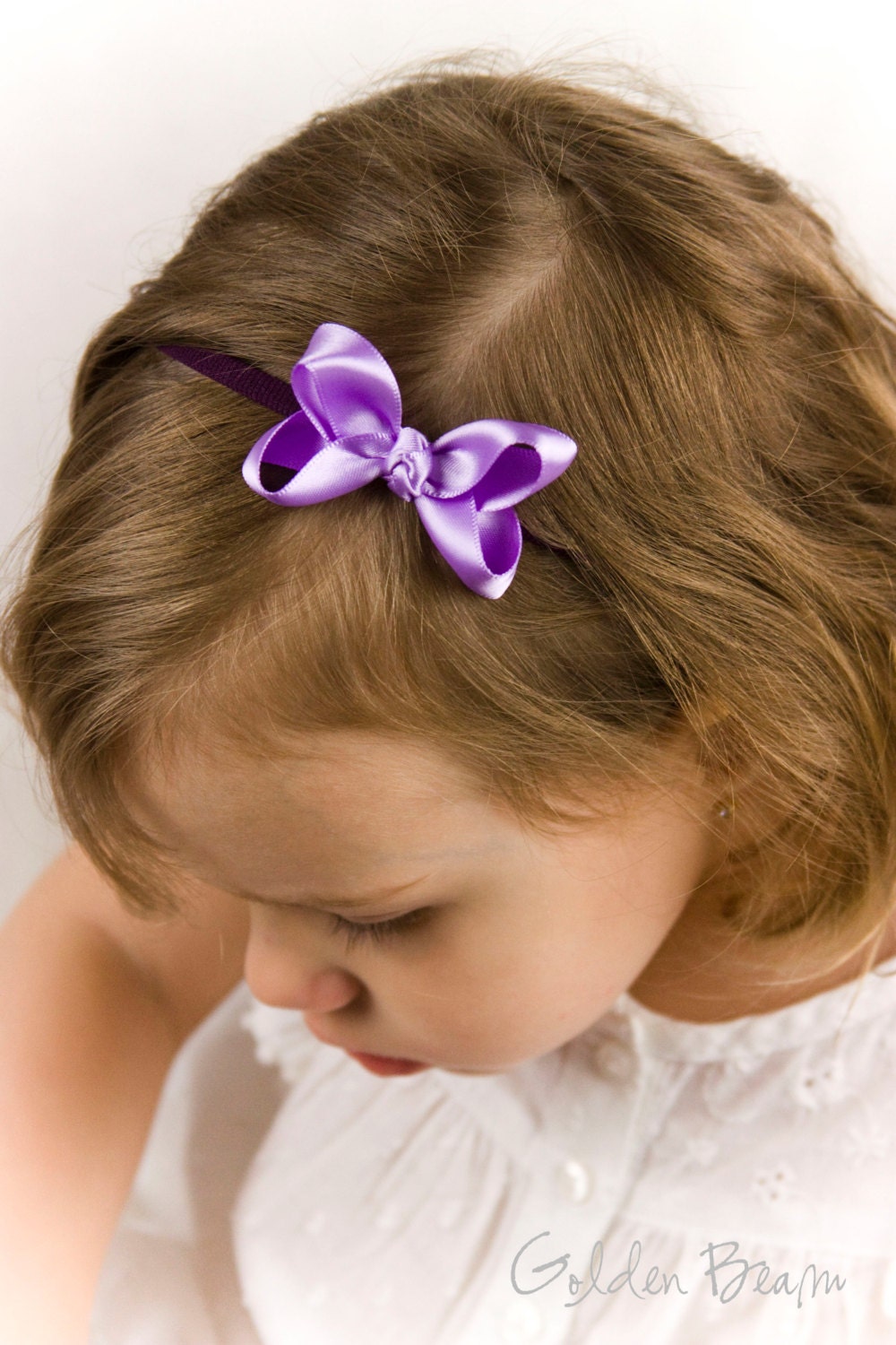 Baby girl bow - Purple Boutique Bow Handmade Headbands