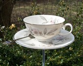 Pink Cherry Blossom China Tea Cup Bird Feeder - Garden Art