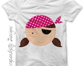Girl Pirate Iron on Transfer - Kids Girls Clothing Shirt / Pirates Pink Birthday Party Tshirt / Scrapbook Design / Cute Baby Clothes  IT168
