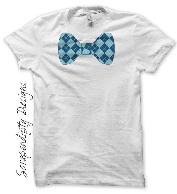 Bow Tie Iron on Transfer - Boys Iron on Shirt PDF / Ring Bearer Wedding Shirt / Baby Blue Bowtie Shirt / Toddler Chevron Bow Tie IT193-C