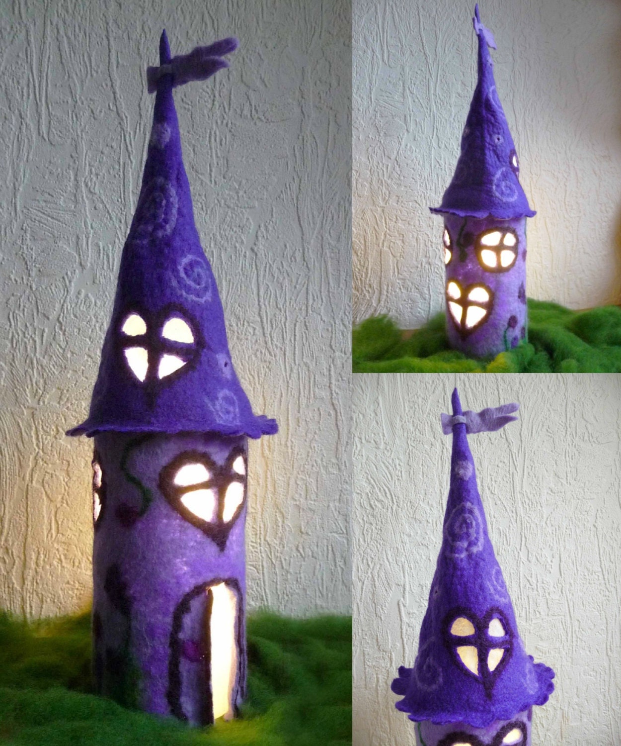 felted fairy lamp, bedside lamp, night light, handmade, wool, felt, fairy light